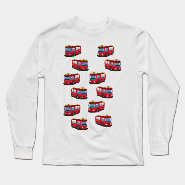 Red fire engine pattern Long Sleeve T-Shirt by nickemporium1